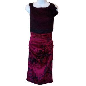 LE CHATEAU Burgundy Red  Black Satin Party Cocktail Dress XS NEW NWT